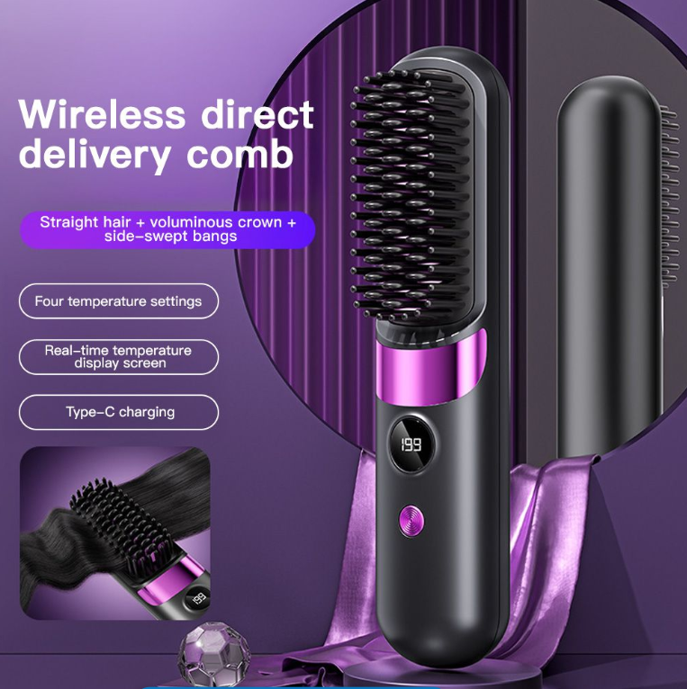Cordless Portable Hair Straightener Brush